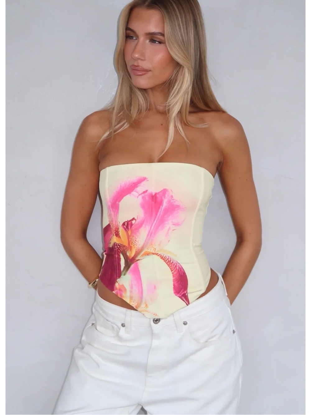 White Fox: Let It Go Strapless Bustier. Colour Lemon Spritz